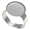 Base de Bisel de Latón para Anillo, metal, Redondo aplanado, chapado en color de platina, ajustable, 13x13mm,5mm, diámetro interior:aproximado 12x12mm, tamaño:6.5, Vendido por UD