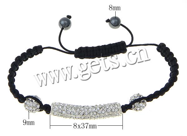 Zinc Alloy Woven Ball Bracelets, with Wax Cord & Hematite, handmade, with rhinestone, more colors for choice, Length:Approx 7-11 Inch, Sold By Strand