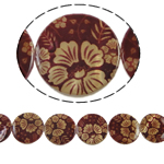 Fancy Printing Shell Beads, Coin & double-sided Approx 1mm Approx 15 Inch 