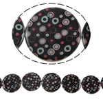 Fancy Printing Shell Beads, Coin & double-sided Approx 1mm Approx 15 Inch 