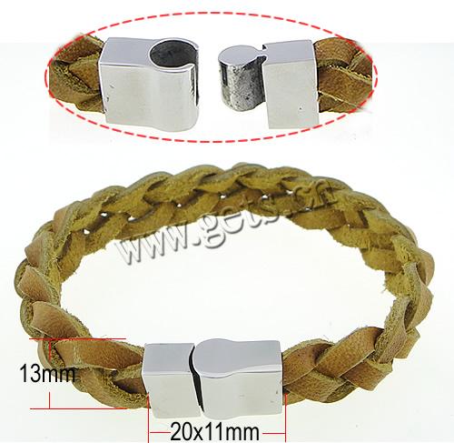 Rindsleder-Armbänder, Kuhhaut, 316 Edelstahl Verschluss, geflochten & unterschiedliche Länge der Wahl, 20x11mm,13mm, verkauft von Strang