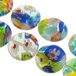 Millefiori Glass Beads, Flat Round multi-colored .5-14 Inch, 27/Strand 