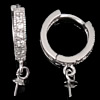 Sterling Silver Hoop Earring Component, 925 Sterling Silver, sterling silver hoop earring, Donut, plated, with cubic zirconia 0.6mm 