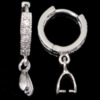 Sterling Silver Hoop Earring Component, 925 Sterling Silver, Donut, plated, with cubic zirconia 0.7mm 