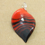 Lampwork Pendants, Leaf Approx 3mm, US Ring 