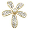 Rhinestone Zinc Alloy Ornaments, with Glass Pearl, Flower, gold color plated, flat back & with rhinestone & hollow 