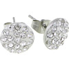 Boucle en acier inoxydable, acier inoxydable puce boucle d'oreille, Plat rond, avec strass Vendu par paire