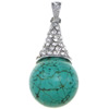 Pendentifs Turquoise synthétiques, laiton, avec turquoise, avec strass, vert, protéger l'environnement, sans nickel, plomb et cadmium Environ Vendu par PC