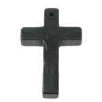 Nicht magnetische Hämatit Anhänger, Non- magnetische Hämatit, Kreuz, schwarz, Grade A, 34x22x4mm, Bohrung:ca. 1mm, verkauft von PC[