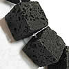 Natural Lava Beads, Cube Approx 0.8mm .5 Inch 