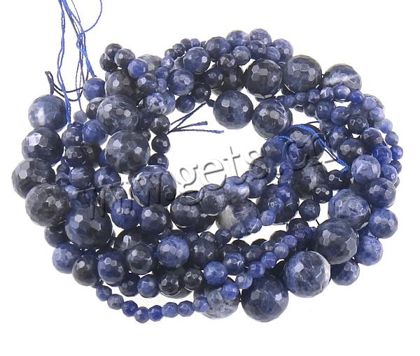 Perles en sodalite, Rond, multiple tailles pour le choix & facettes, Trou:Environ 0.8-1.5mm, Longueur:Environ 15.5 pouce, Vendu par brin