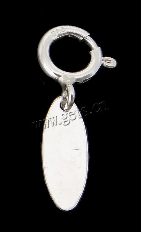 Sterling Silver Tag, 925 Sterling Silver, Oval, with spring ring clasp, more colors for choice, 20mm, 7mm, 12.2x4.8x0.5mm, Sold By PC