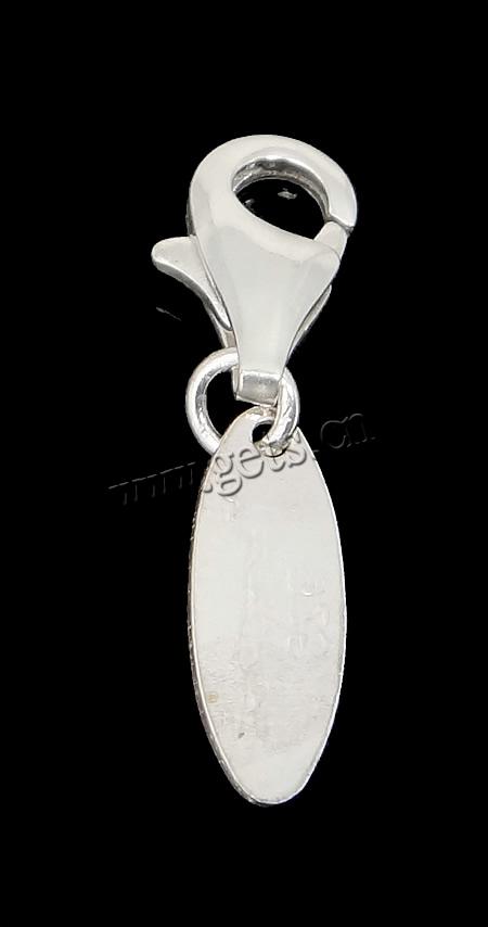 Sterling Silber Tag, 925 Sterling Silber, oval, mit Karabinerverschluss, keine, 23mm, 9.5x5.2x2.5mm, 12.2x4.7x0.5mm, verkauft von PC