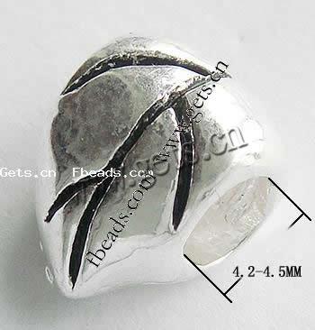 Abalorios Estilo Europeo de Aleación de Zinc, Hoja, chapado, enchapado grueso más que los 3μm & sin rosca, más colores para la opción, 12x9.5x7mm, agujero:aproximado 4.2-4.5mm, Vendido por UD