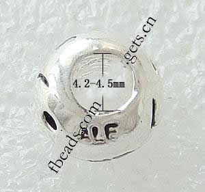 Abalorios Estilo Europeo de Aleación de Zinc, Tambor, chapado, enchapado grueso más que los 3μm & sin rosca, más colores para la opción, 7x9.5mm, agujero:aproximado 4.2-4.5mm, Vendido por UD