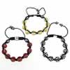 Zinc Alloy Woven Ball Bracelets, with Nylon Cord & Hematite, handmade, with rhinestone 12mm,10mm,8mm ~10 Inch 