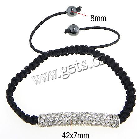 Zinklegierung Woven Ball Armbänder, mit Nylonschnur, handgemacht, mit Strass, 42x7mm,8mm, Länge:7~9 ZollInch, verkauft von Strang