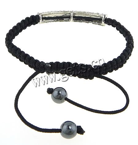 Zinklegierung Woven Ball Armbänder, mit Nylonschnur, handgemacht, mit Strass, 42x7mm,8mm, Länge:7~9 ZollInch, verkauft von Strang