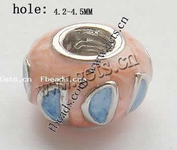 Gota de Europeo de aleación de zinc con esmalte, Toroidal, chapado, enchapado grueso más que los 3μm & sin rosca & sólido & con diamantes de imitación & agujero largo, más colores para la opción, 11x7mm, agujero:aproximado 4.2-4.5mm, Vendido por UD