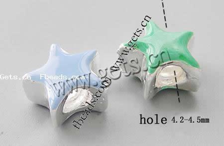 エナメル質亜鉛合金パンドラ ビーズ, 亜鉛合金, 星, メッキ, ネジ無 & ラージホール, 無色, ニッケル、鉛、カドミウムフリー, 13x13x7mm, 穴:約 4.2-4.5mm, 売り手 パソコン