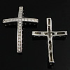 Rostfreier Stahl Bezauberner Verbinder, 316 Edelstahl, Kreuz, Micro pave Strass & Multi-Schleifen, originale Farbe, 35x25x5mm, Bohrung:ca. 1mm, verkauft von PC