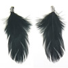 Plumas colgantes, pluma, con fundición, Negro, 35x65mm, agujero:aproximado 2mm, Vendido por UD