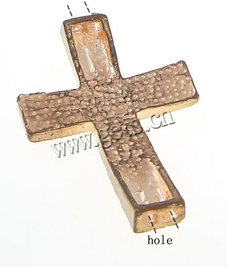 Rheinkiesel Zinklegierung Verbinder, Kreuz, plattiert, Kundenindividuell & mit Strass, keine, 39x26.6x5.3mm, Bohrung:ca. 2.2mm, verkauft von PC