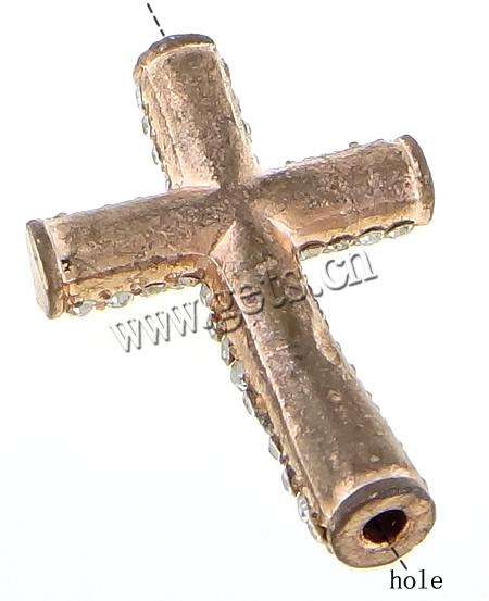 Strass Zinklegierung Perlen, Kreuz, plattiert, keine, 40x27x8mm, Bohrung:ca. 3mm, verkauft von PC