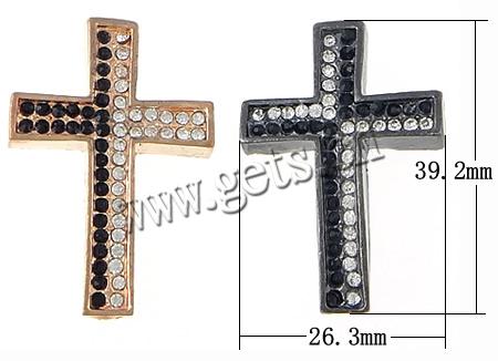 Rheinkiesel Zinklegierung Verbinder, Kreuz, plattiert, Kundenindividuell & mit Strass, keine, 39.2x26.3x7mm, Bohrung:ca. 2.5mm, verkauft von PC