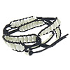 Wrap Bracelets, PU Leather, with White Shell, brass clasp, platinum color plated , 11mm Approx 23 Inch 