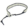 Wrap Bracelets, PU Leather, with White Shell, brass clasp, platinum color plated, single-strand, 11mm Approx 9 Inch 