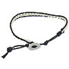 Wrap Bracelets, PU Leather, with White Shell, brass clasp, platinum color plated, single-strand, 7mm, 4mm Approx 9 Inch 