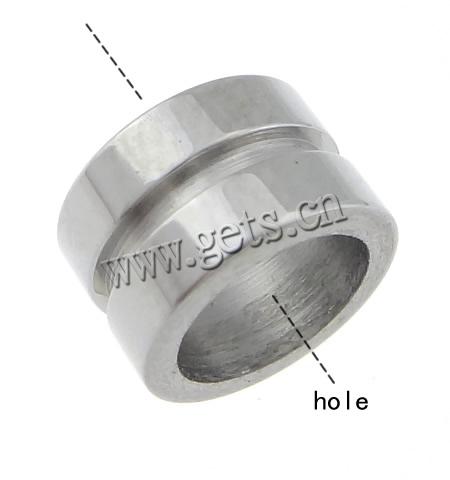 perles de grand trou en inox , Acier inoxydable 304, tube, Placage, Personnalisé, plus de couleurs à choisir, 5.5x8.8mm, Trou:Environ 6.5mm, Vendu par PC