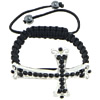 Zinc Alloy Children Bracelet, with Wax Cord & Hematite, Cross, handmade, Customized & with rhinestone 6mm Approx 5-8 Inch 