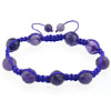 Amethyst Woven Ball Armband, mit Nylonschnur, rund, Februar Birthstone & facettierte, 12mm, 8mm, Länge:ca. 8-11 ZollInch, verkauft von Strang