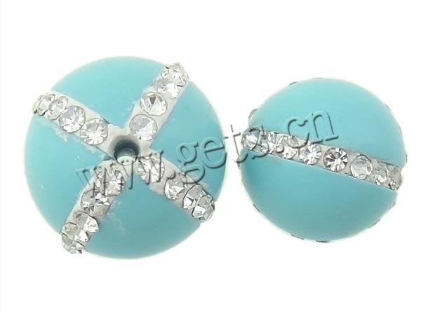 Perles en Turquoise naturelle, turquoise synthétique, avec argile, Rond, normes différentes pour le choix & avec les strass de catégorie A, bleu, Trou:Environ 1.2mm, Vendu par PC