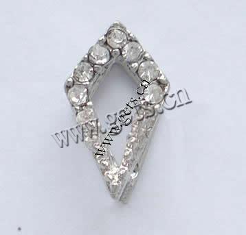 Messing Anhängerschlaufe, Rhombus, plattiert, mit Strass, keine, 13.5-14x8x6mm, verkauft von PC