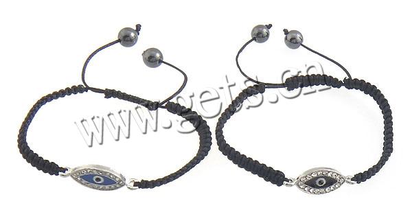 Zinc Alloy Woven Ball Bracelets, with Wax Cord & Hematite, handmade, Customized & enamel & with rhinestone, more colors for choice, 20x10x2mm, 8mm, Length:Approx 7-11 Inch, Sold By Strand