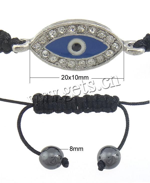 Zinc Alloy Woven Ball Bracelets, with Wax Cord & Hematite, handmade, Customized & enamel & with rhinestone, more colors for choice, 20x10x2mm, 8mm, Length:Approx 7-11 Inch, Sold By Strand