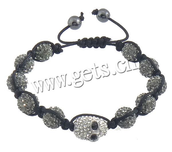 Zinc Alloy Woven Ball Bracelets, with Wax Cord & Rhinestone Clay Pave Bead & Hematite, handmade, with 45 pcs rhinestone & Customized & with rhinestone, more colors for choice, 15x11x9mm, 10mm, 8mm, Length:Approx 7-10 Inch, Sold By Strand