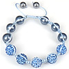 Rhinestone Woven Ball Bracelets, with Rhinestone Clay Pave & Nylon Cord & Shell, with Austria rhinestone, 10mm, 8mm Approx 6-9 Inch 