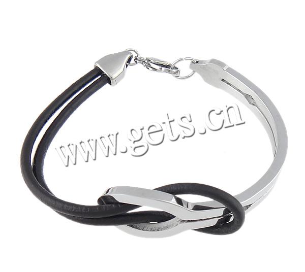 Rindsleder-Armbänder, Kuhhaut, mit 316 L Edelstahl, unterschiedliche Länge der Wahl, keine, frei von Kadmium, 3mm, 14mm, 6.5mm, verkauft von Strang