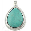 Pendentifs en alliage de Zinc turquoise, avec turquoise, larme, strie, vert, protéger l'environnement, sans nickel, plomb et cadmium Environ 7mm, Vendu par PC