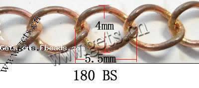 Cadena Ovalada de Metal, Modificado para requisitos particulares & giro oval, más colores para la opción, libre de cadmio, 5.5x4x0.8mm, 100m/Sarta, Vendido por Sarta