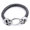 Men Bracelet, PU Leather, zinc alloy clasp, platinum color plated, enamel, black Approx 7-8 Inch 