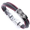 Men Bracelet, Zinc Alloy, with Cowhide & Rubber, plated, with skull pattern Approx 7-8 Inch 