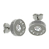 Edelstahl Stud Ohrring, Edelstahl Stecker, flache Runde, mit Strass, 10x10mm, 0.8mm, verkauft von Paar