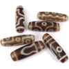 Natural Tibetan Agate Dzi Beads & mixed & two tone, 12-14x40-41mm Approx 3mm 