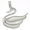 Brass Shell Pendants, with White Shell, Swan, with rhinestone, nickel, lead & cadmium free Approx 