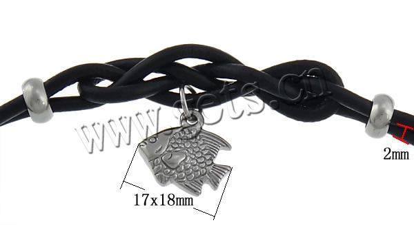 Rindsleder-Armbänder, Kuhhaut, mit 316 Edelstahl, unterschiedliche Länge der Wahl, keine, 17x18x5mm, 4x9mm, 2mm, verkauft von Strang